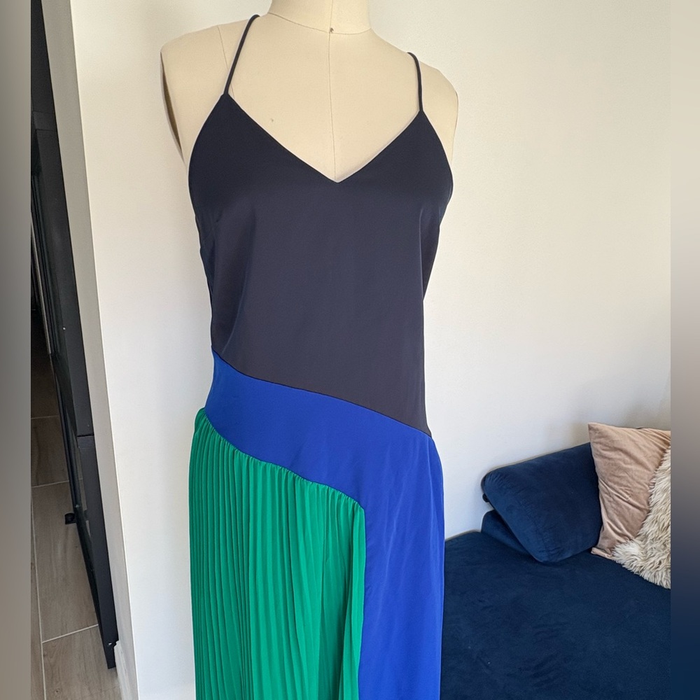 Cushnie Navy and Green Maxi Dress